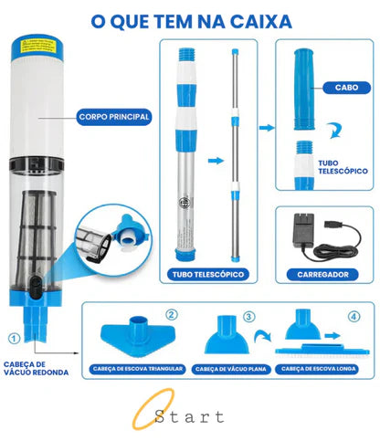 iPoolMax – Aspirador de Piscina Recarregável 3 em 1